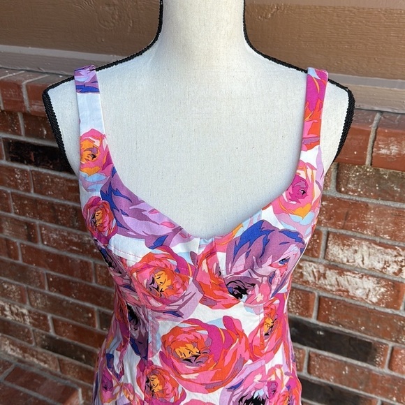 Nanette Lepore Designer Purple Orange Floral Print Sleeveless Dress Size 4 - Picture 2 of 7